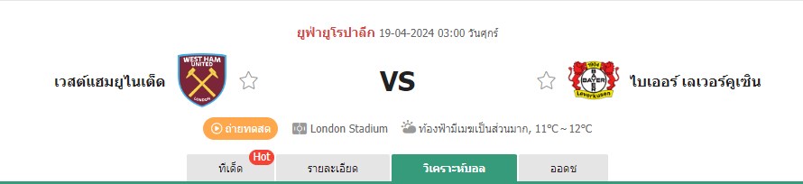 เว็บบอร์ดแมนยู : วิเคราะห์ผลบอล เวสต์แฮม ยูไนเต็ด VS เลเวอร์คูเซ่น | 18.04.2024