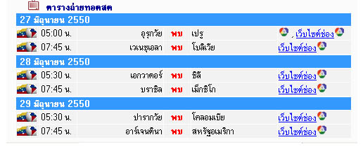 เว็บบอร์ดแมนยู : ตารางถ่ายทอดสดฟุตบอลโคปา อเมริกา 2007